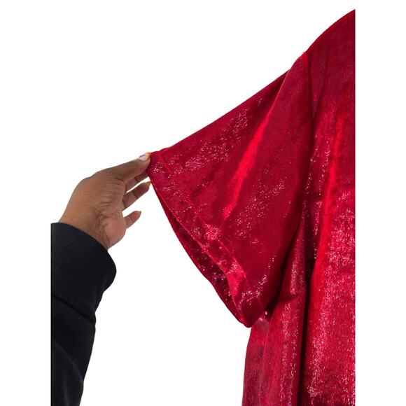 Lane Bryant Blouse Plus Short Sleeve Red Holiday Party Christmas Party Size 18 - Picture 6 of 11